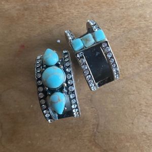 Pair of rings- silver and turquoise 7.5